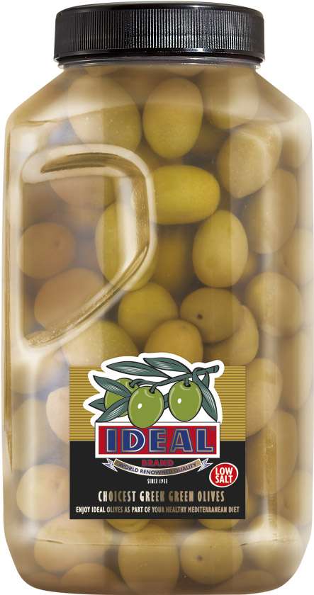 LOW SALT WHOLE GREEN OLIVES IN P.P. JAR